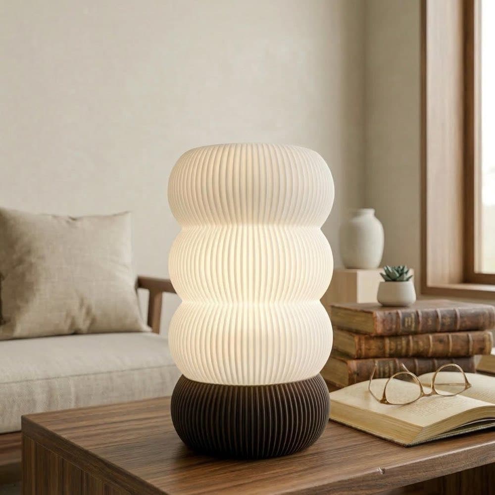 Kumo Totem Lamp, a sculptural table lamp with a rhythmic surface