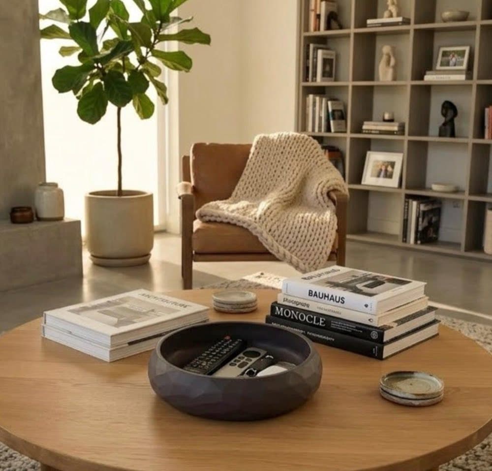 Faceted geometric catch-all bowl with a low-poly shape